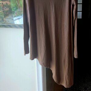 N29  Saks 5th inspired Tunic - rich brown & slanted hem Joan Vass Studio Sz L